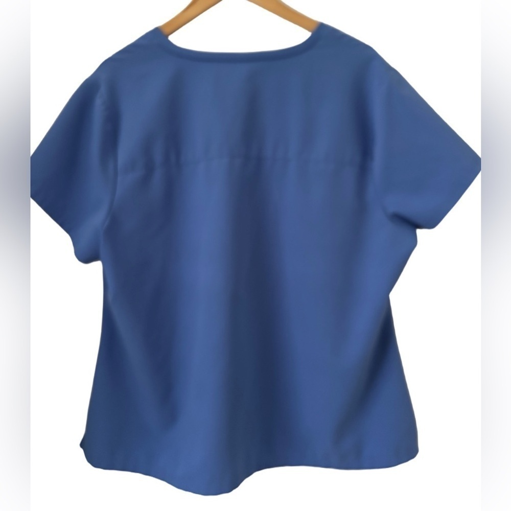 Jaanuu blu s/s scrub top w 1 chst pckt & side slit SZ 2X medical utility - Picture 2 of 7